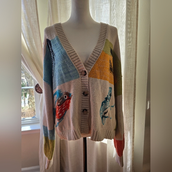 NWOT Pilcro by Anthropologie Icon Graphic Cardigan Sweater - Picture 5 of 15